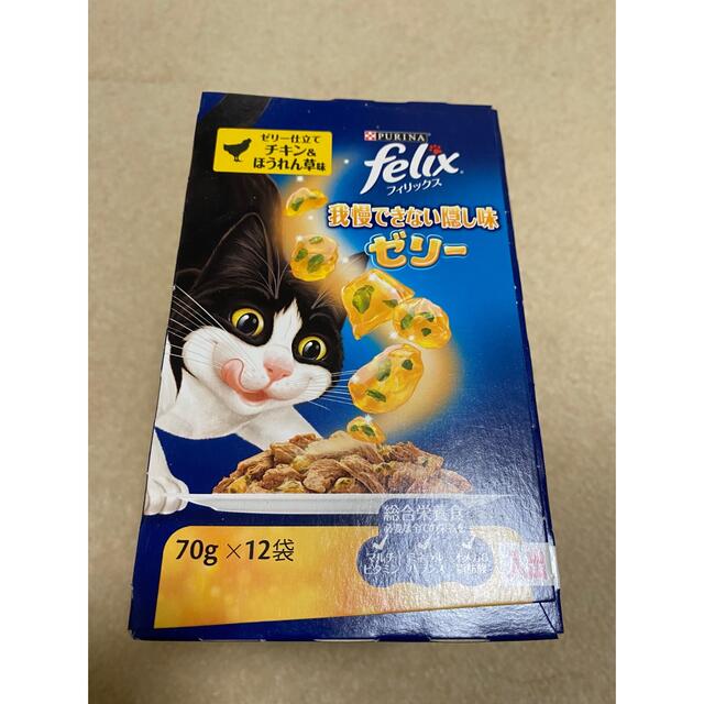 Nestle(ネスレ)のFelix 我慢できない隠し味ゼリー　チキン&ほうれん草味12袋 その他のペット用品(ペットフード)の商品写真