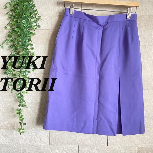 YUKI TORII INTERNATIONAL(ユキトリイインターナショナル)のユキトリイ　膝丈スカート　タイトスカート　日本製　大きいサイズ　パープル レディースのスカート(ひざ丈スカート)の商品写真