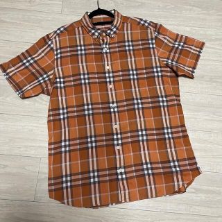 バーバリー(BURBERRY)のバーバリーロンドン メンズ 半袖シャツ チェック柄 XL LL オレンジ(シャツ)