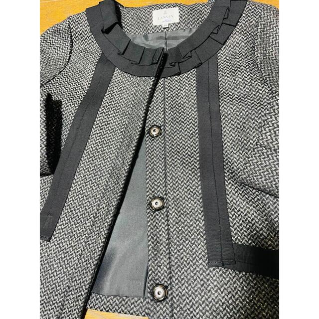 LANVIN en Bleu(ランバンオンブルー)の#キレイめ#仕事コーデ　ノーカラージャケット✴︎美品✴︎グログラン✴︎ツイード レディースのジャケット/アウター(ノーカラージャケット)の商品写真