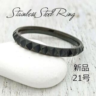 ステンレスリング 21号 スタッド ブラック シンプル アクセサリー 指輪(リング(指輪))
