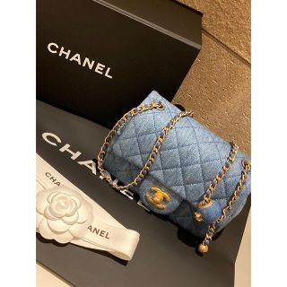 CHANEL - シャネル デニム ミニマトラッセ フラップバッグ パール ...