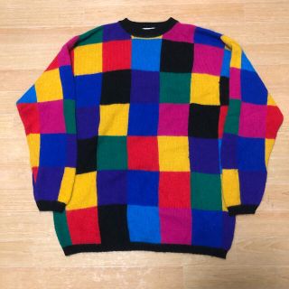 良品 90s Vintage アンゴラニット カラフル マルチカラー(ニット/セーター)