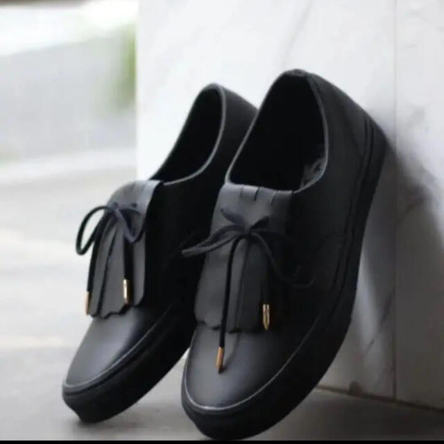 スニーカーvans authentic fringe lather black/gold