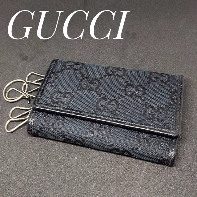 Gucci(グッチ)のGUCCI グッチ GG キャンバス　黒　ブラック　6連キーケース レディースのファッション小物(キーケース)の商品写真