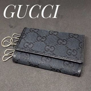 グッチ(Gucci)のGUCCI グッチ GG キャンバス　黒　ブラック　6連キーケース(キーケース)