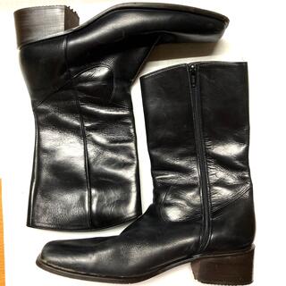 26㎝シンプル黒ブーツ　履き口約34㎝　FLOAT 26センチ(ブーツ)