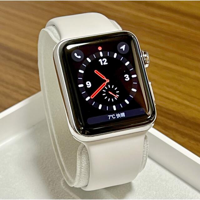 Apple Watch(アップルウォッチ)のレア Apple Watch Series 3 セルラー 42MM ステンレス スマホ/家電/カメラのスマートフォン/携帯電話(その他)の商品写真