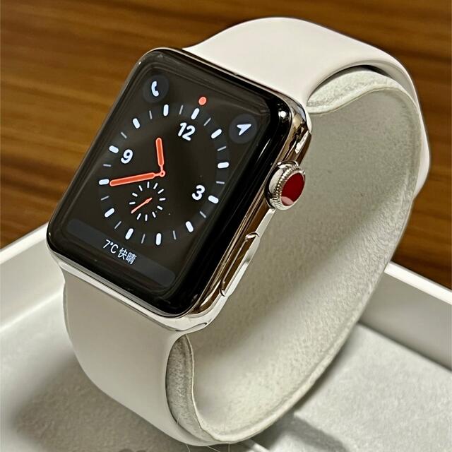 Apple Watch(アップルウォッチ)のレア Apple Watch Series 3 セルラー 42MM ステンレス スマホ/家電/カメラのスマートフォン/携帯電話(その他)の商品写真