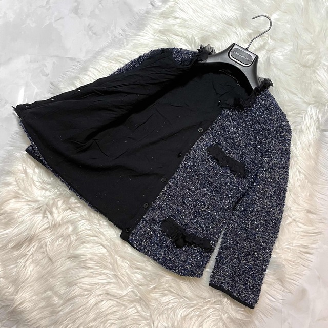 本物 美品 ドルチェ&ガッバーナ フリルパイピング 光沢 ニット