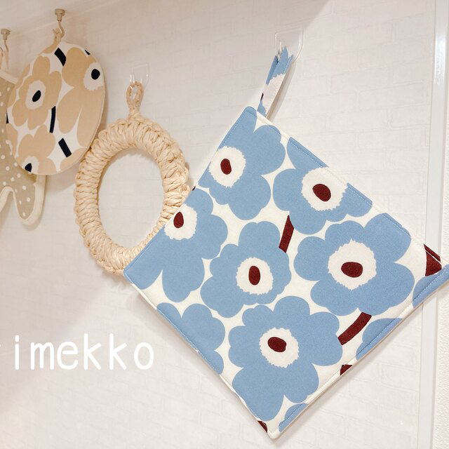 marimekko(マリメッコ)のマリメッコ 鍋敷き ブルーグレー スタイ ハンドメイドの生活雑貨(キッチン小物)の商品写真