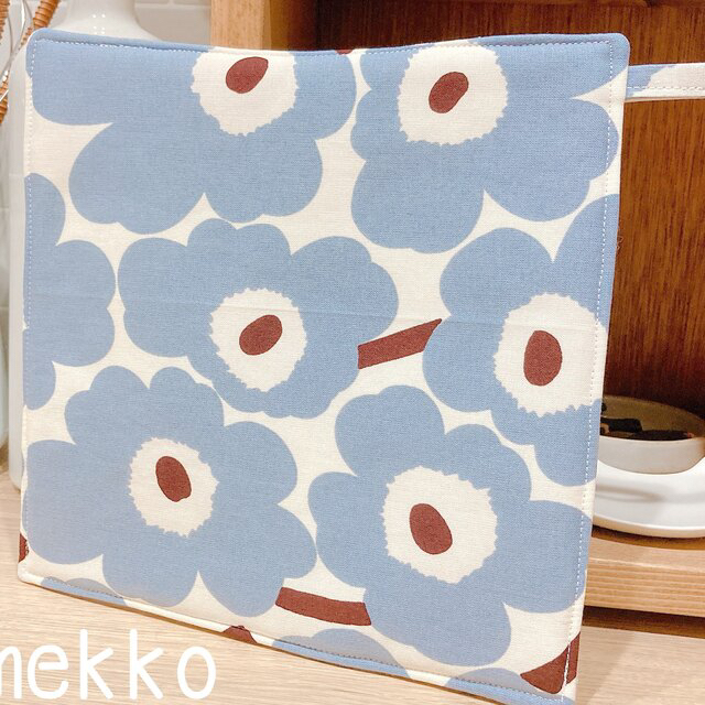 marimekko(マリメッコ)のマリメッコ 鍋敷き ブルーグレー スタイ ハンドメイドの生活雑貨(キッチン小物)の商品写真