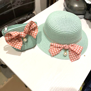 水色の帽子とカバンセット(帽子)
