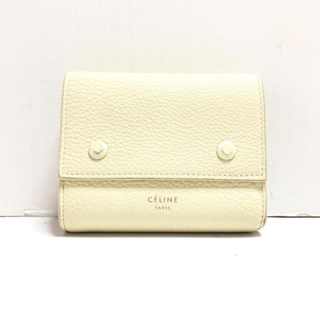 Celine　セリーヌ　三つ折り財布　レザー　革　アイボリー　コンパクト