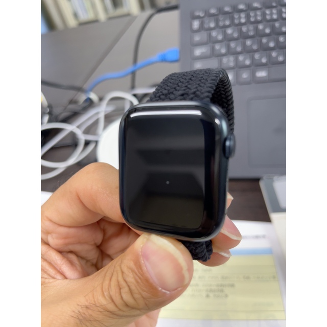 美品 Apple Watch7 45mm ミッドナイトアルミケーススポーツバンド-