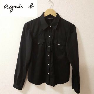 アニエスベー(agnes b.)のアニエスベー　黒シャツ　ブラック　カジュアル　ミリタリー　無地　お洒落　長袖(シャツ/ブラウス(長袖/七分))