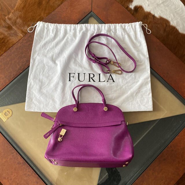 FURLA フルラ 2way パイパー ショルダーバック 紫 ゴールド