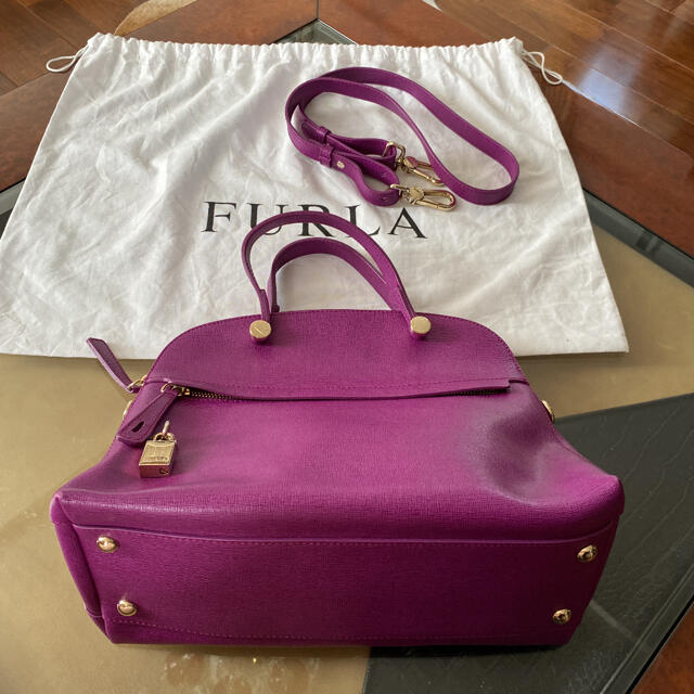 Furla - FURLA フルラ 2way パイパー ショルダーバック 紫 ゴールドの