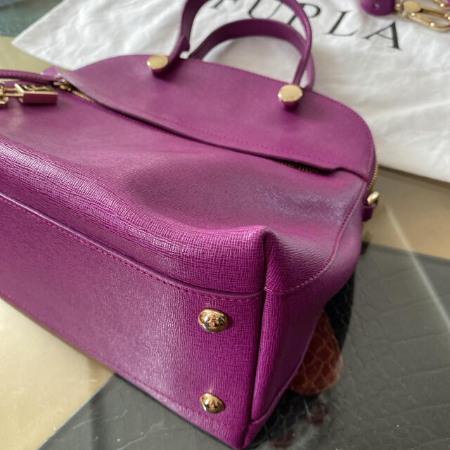 Furla - FURLA フルラ 2way パイパー ショルダーバック 紫 ゴールドの