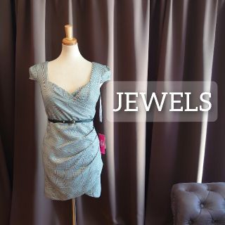 ジュエルズ(JEWELS)のJ20113 新品 JEWELS キャバドレス M チェック グレー ワンピース(ミニワンピース)