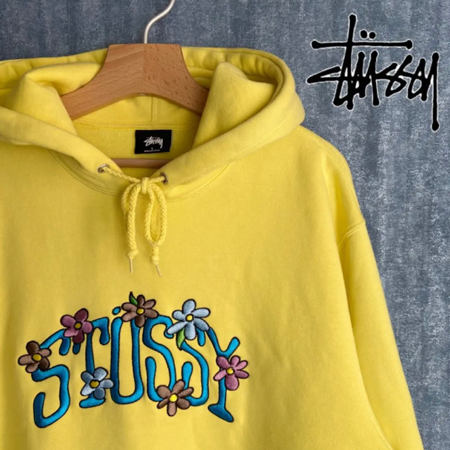 STUSSY - [即完売] STUSSY 花柄 刺繍 プルオーバーパーカー Size Lの