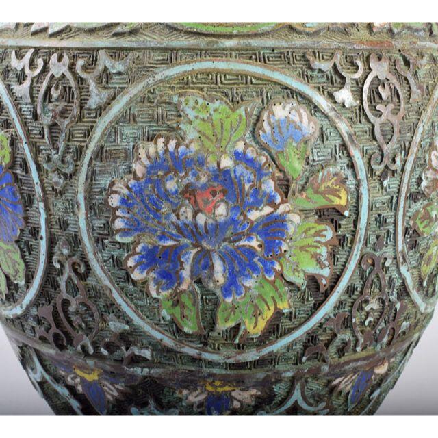 中国 古七宝琺瑯彩 花文瓶 C R4052B 美術品/アンティーク 中国 古七宝琺瑯彩 花文瓶 C R4052B 美術品/アンティーク