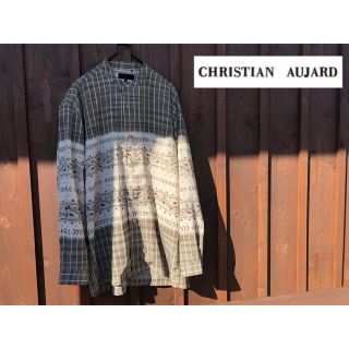 クリスチャンオジャール(CHRISTIAN AUJARD)のChristian aujard ノーカラー　マオカラー　長袖　シャツ　総柄(シャツ)