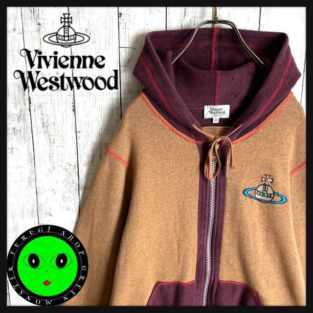 Vivienne Westwood(ヴィヴィアンウエストウッド)の【大人気Lサイズ☆超レアデザイン】ヴィヴィアンウエストウッド刺繍ロゴ パーカー メンズのトップス(パーカー)の商品写真