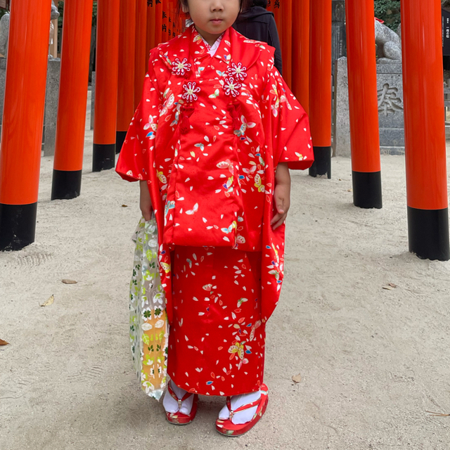 七五三　着物　セット　3歳　一式 キッズ/ベビー/マタニティのキッズ服女の子用(90cm~)(和服/着物)の商品写真