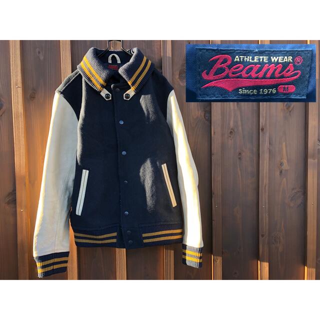 BEAMS(ビームス)のBEAMS ビームス　メルトン　レザースタジャン　M ブルゾン ジャケット メンズのジャケット/アウター(スタジャン)の商品写真