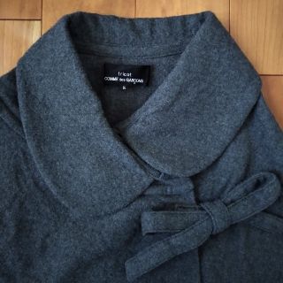 tricot COMME des GARCONS / トリココムデギャルソン | 2012AW | パイル ボーダー フード付き ポンチョ | M | ブラック | レディース