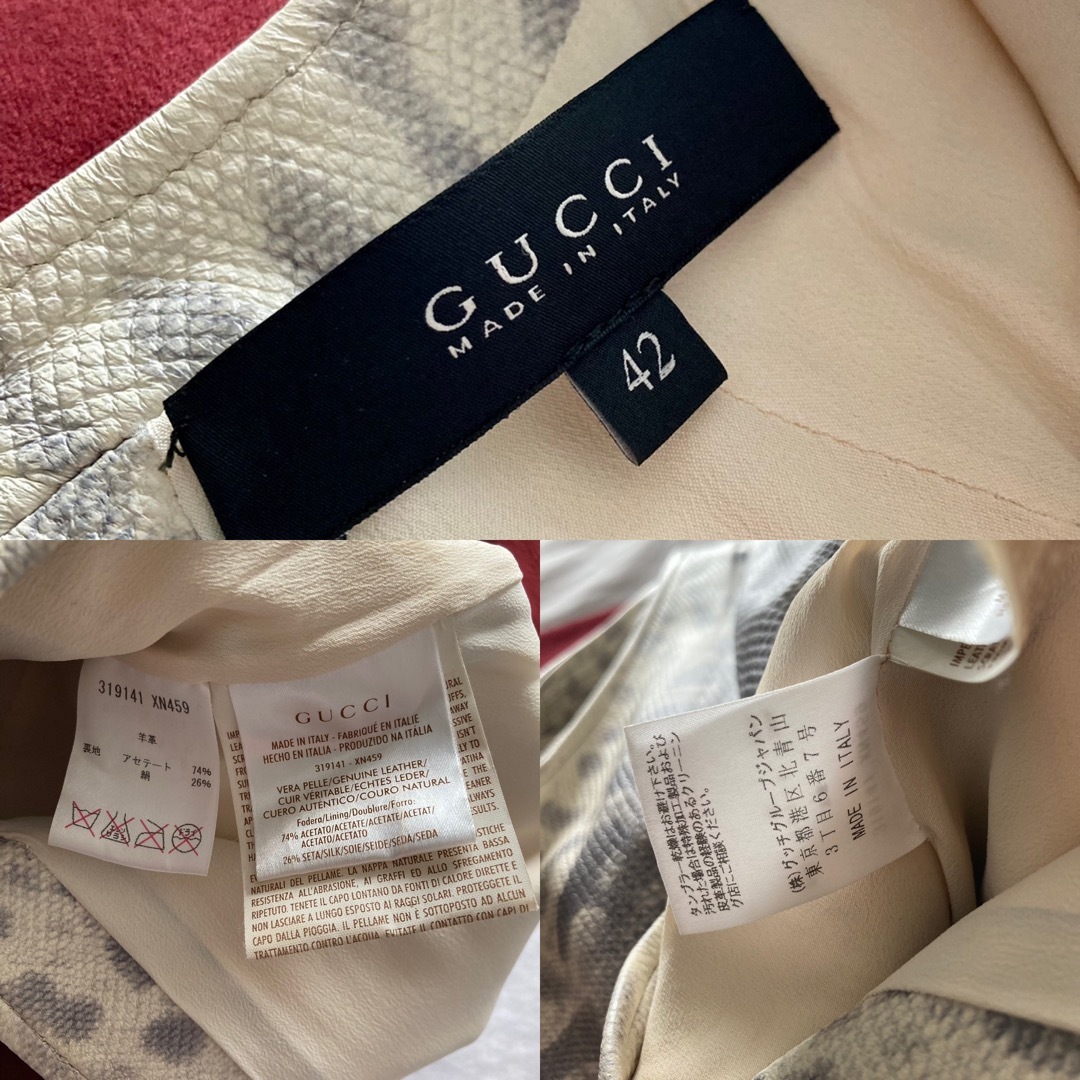 販売正本 13.SS■美品■Gucci/グッチ ワンピース/レザー羊革１００％/インナー付