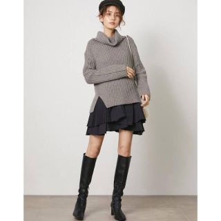 スナイデル(SNIDEL)のスナイデル♡snidel 人気完売品　フリルコンビニットワンピース　グレー　(ミニワンピース)