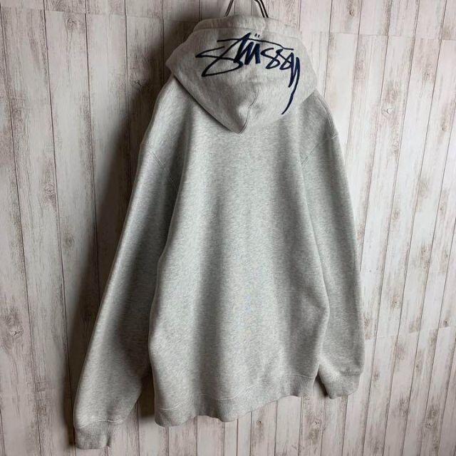 STUSSY】古着 古着 プルオーバーパーカー フード刺繍ロゴ 人気デザイン-