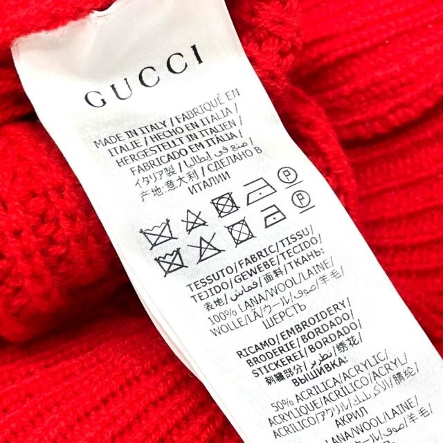 Gucci(グッチ)のグッチ 597732 ロゴ ケーブルニット セーター レッド メンズのトップス(ニット/セーター)の商品写真