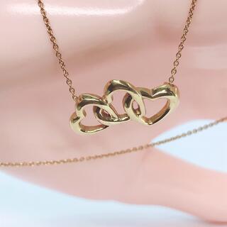 TIFFANY\u0026Co.K18YGトリプルハートDiamondネックレス　レア品