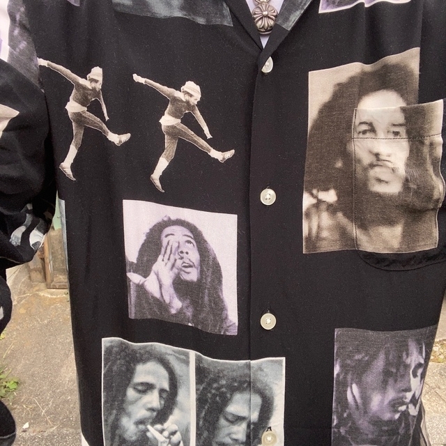 ワコマリア  BOB MARLEY ハワイアンシャツ長袖　XL 黒　レーヨン