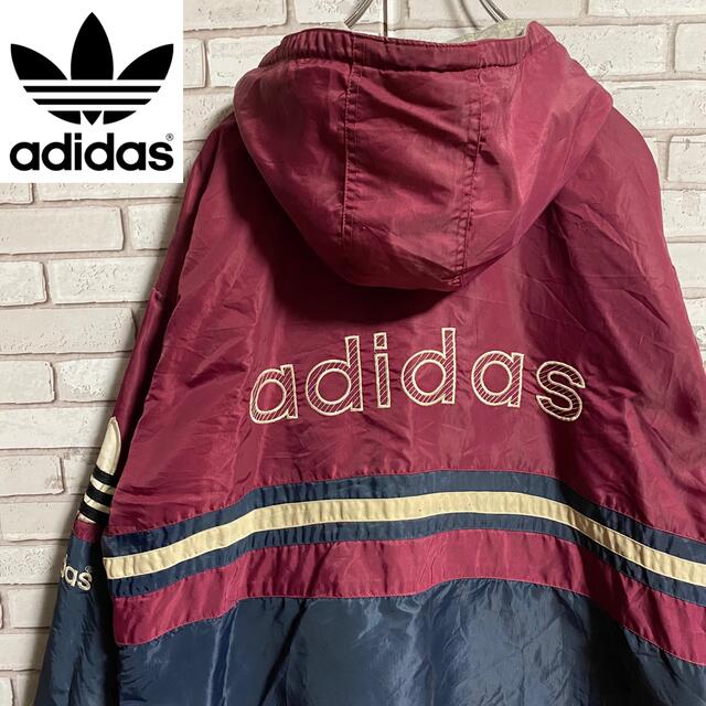 adidas(アディダス)の90s 古着 アディダス 刺繍ロゴ リバーシブル トレフォイルロゴ ゆるだぼ メンズのジャケット/アウター(ナイロンジャケット)の商品写真