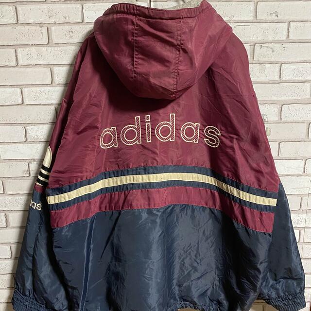 adidas(アディダス)の90s 古着 アディダス 刺繍ロゴ リバーシブル トレフォイルロゴ ゆるだぼ メンズのジャケット/アウター(ナイロンジャケット)の商品写真