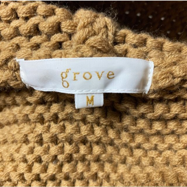 grove(グローブ)のグローブ/極暖 ケーブルニットカーディガン フードファー ロング キャメル レディースのジャケット/アウター(ニットコート)の商品写真