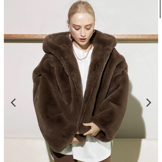 ALEXIA STAM - Eco Fur Hooded Jacket Brownの通販 by 神経質な方ご