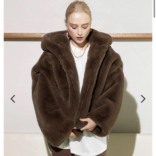 アリシアスタン(ALEXIA STAM)のEco Fur Hooded Jacket Brown(毛皮/ファーコート)