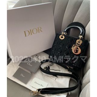 ディオール(Dior)のLADY DIOR スモールバッグ カナージュ パテントカーフスキン(ハンドバッグ)