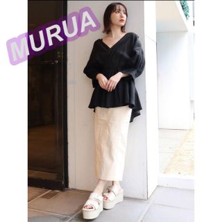 ムルーア(MURUA)のお得❗️MURUA シアーカシュクールシャツ(シャツ/ブラウス(長袖/七分))