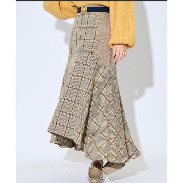 REDYAZEL(レディアゼル)のレディアゼル　ブロッキングチェックフレアスカート レディースのスカート(ロングスカート)の商品写真