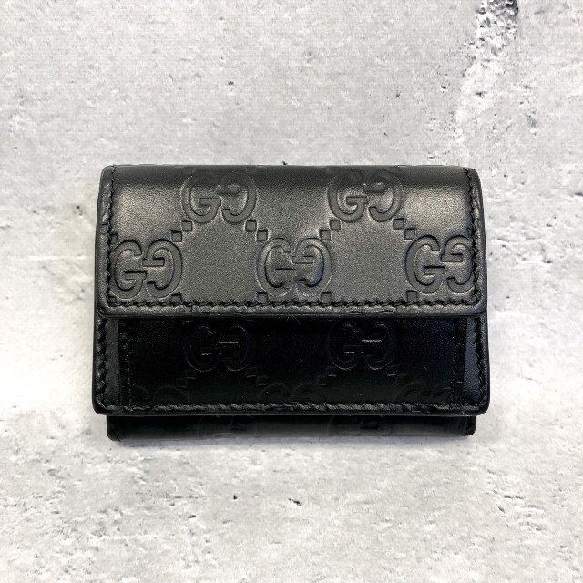 美品激安】GUCCI グッチ 三つ折り財布 シグネチャー GG シマレザー