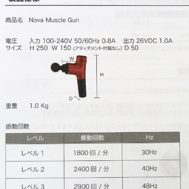 NOVA マッスルガン Hi5 レッドVMG0001 筋膜リリースセット スポーツ/アウトドアのトレーニング/エクササイズ(トレーニング用品)の商品写真