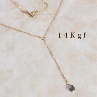 14Kgf/K14gf グレートパーズYラインネックレス 天然石 一粒ネックレス(ネックレス)