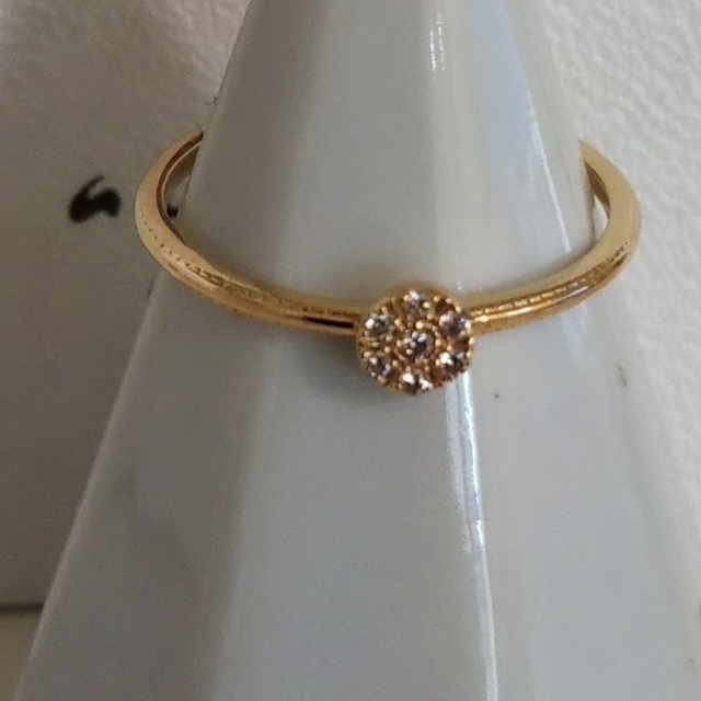 agete(アガット)のアガット K10 ダイヤモンド リング 11号 シャンデリア パヴェ 美品 レディースのアクセサリー(リング(指輪))の商品写真