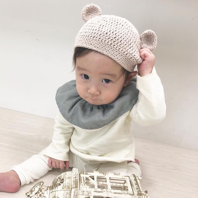 ♡あかちゃんのお散歩に♡ くま耳ぼうし　cotton  キッズ/ベビー/マタニティのこども用ファッション小物(帽子)の商品写真